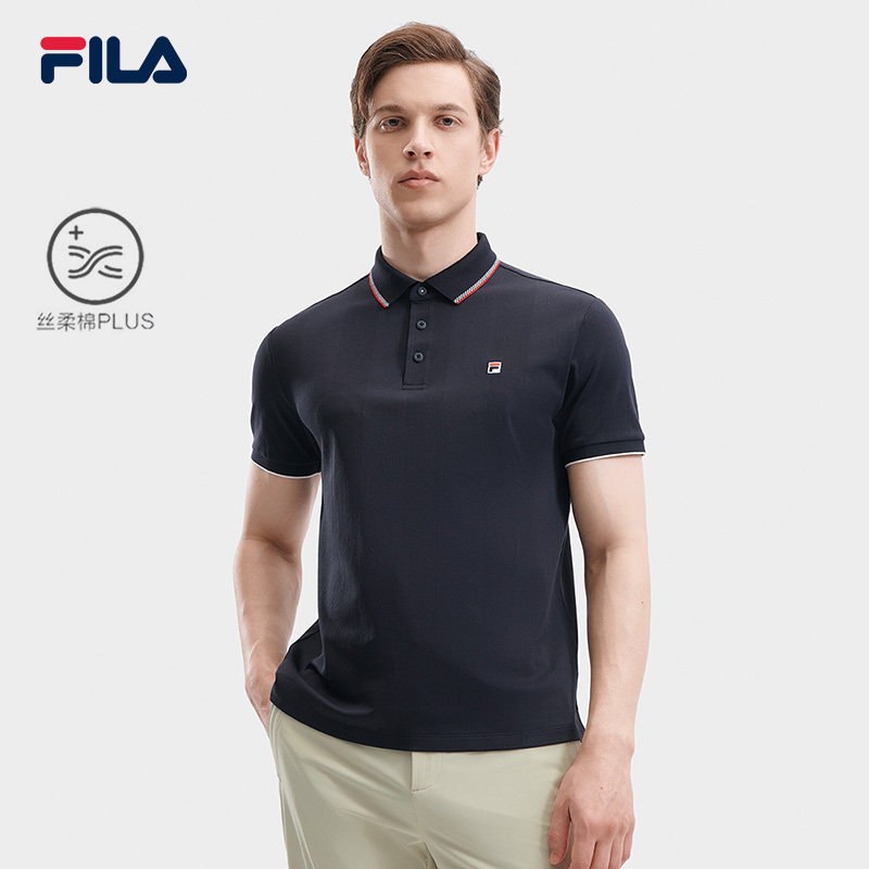fila 斐乐针织翻领短袖polo衫男2024夏季新款休闲纯棉t恤透气上衣