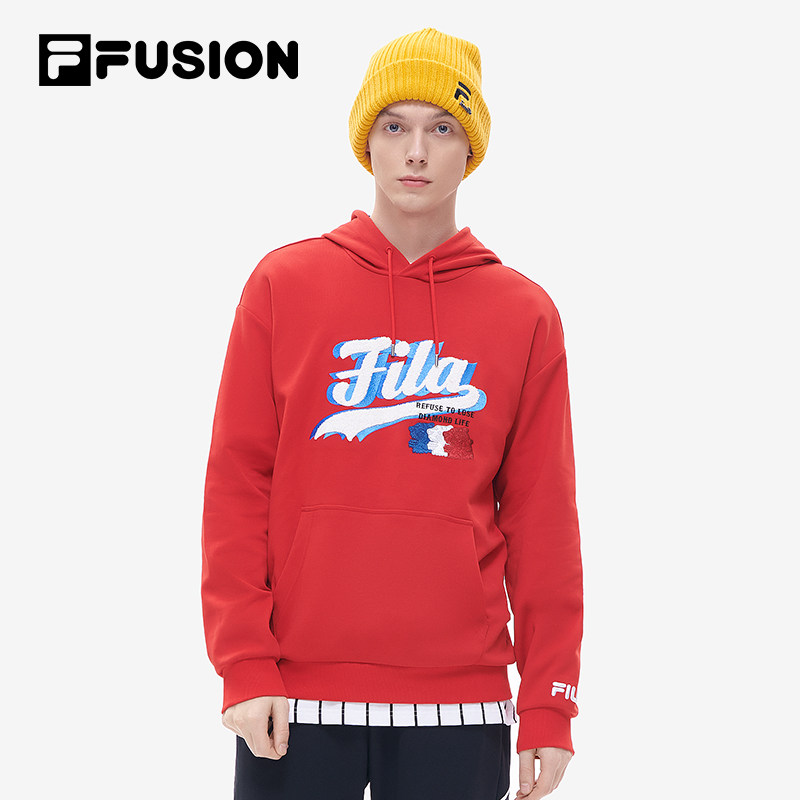 fila fusion斐乐潮牌官方男款宽松连帽卫衣宽松随性经典百搭上衣