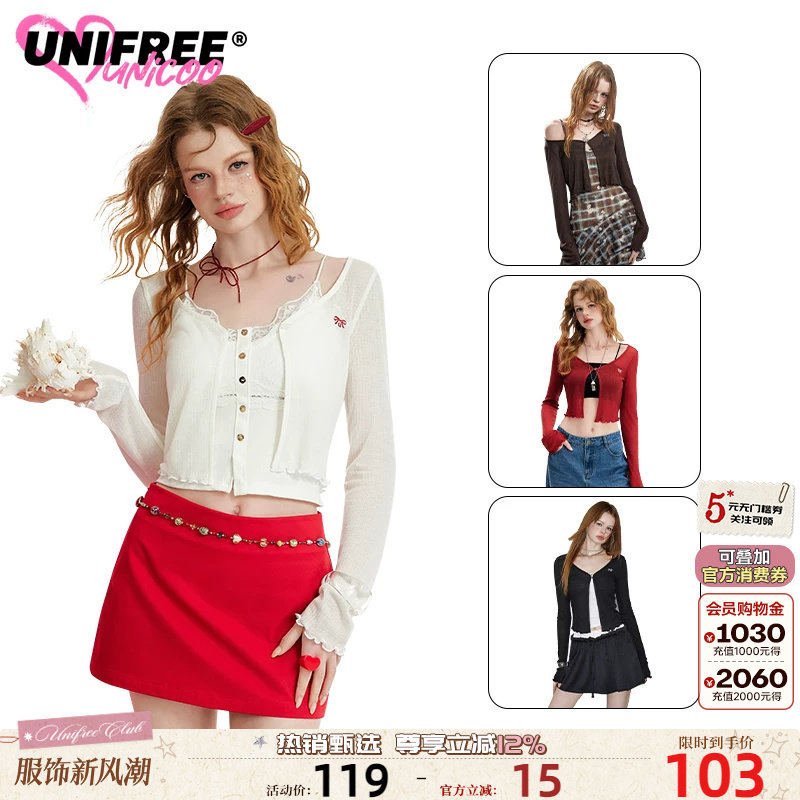 UNIFREE蕾丝拼接短外套图片