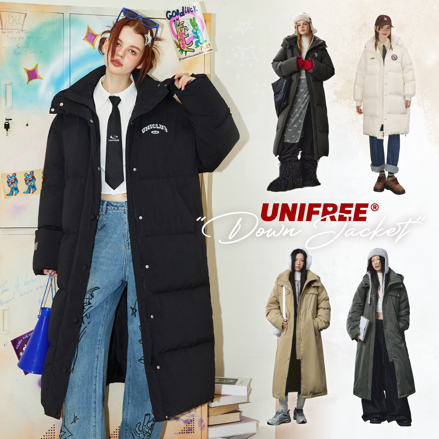 unifree反季羽绒服长款