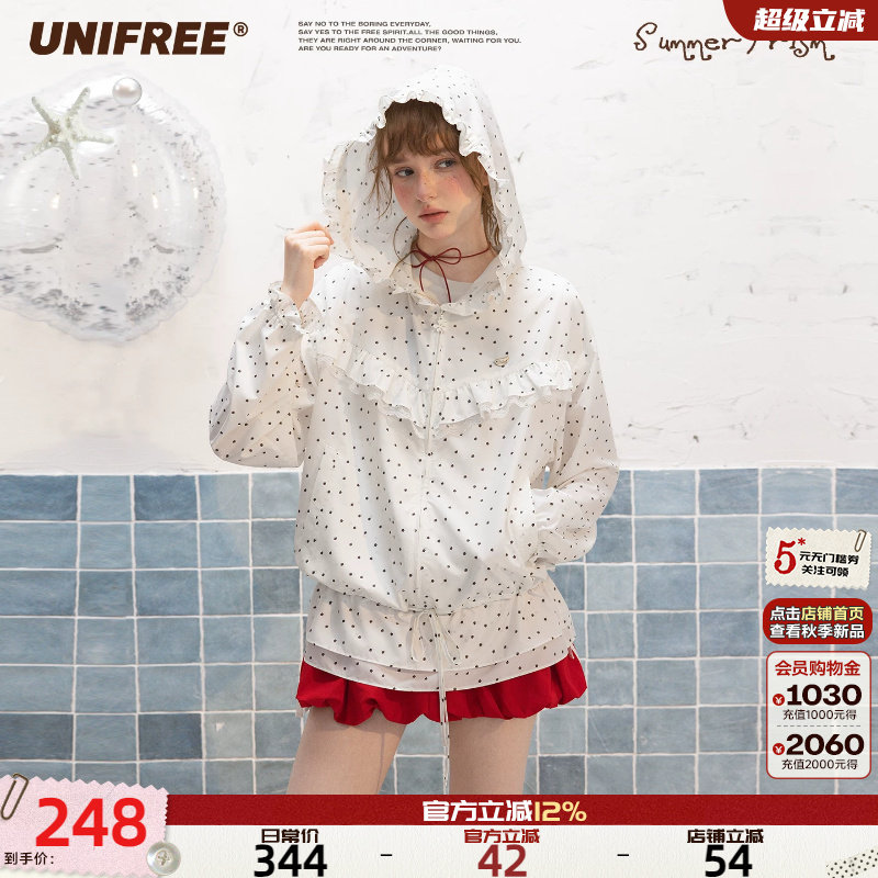 UNIFREE白色波点防晒外套图片