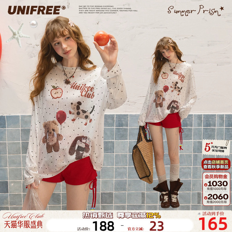 UNIFREE莱赛尔波点印花长袖罩衫图片