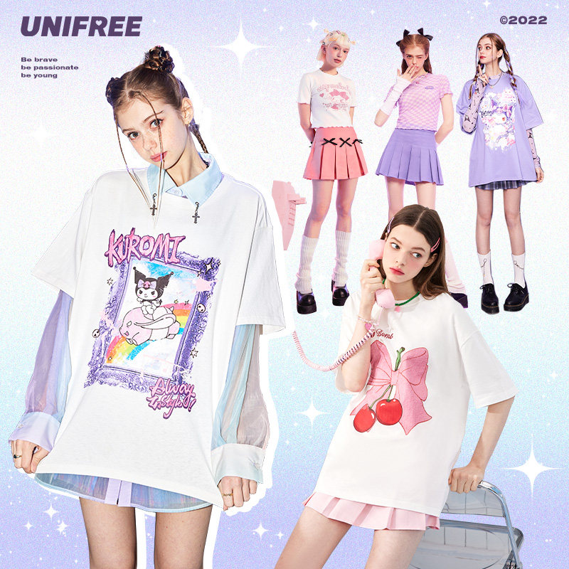 【29色IP联名】UNIFREE印花短袖t恤女2022夏显瘦内搭情侣甜酷上衣在类目 女装/女士精品, T恤中 - 来自Buy2taobao.com提供专业的淘宝代购服务