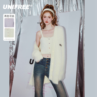 【UNIFREE】纯色针织衫女仿貂毛亲肤柔软宽松吊带辣妹毛衣两件套