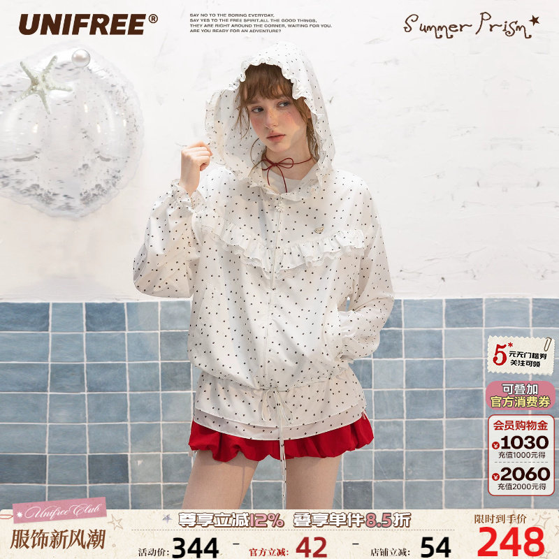 UNIFREE白色波点防晒外套图片
