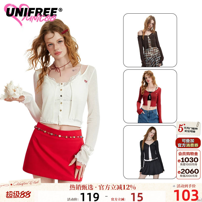 UNIFREE蕾丝拼接短外套图片