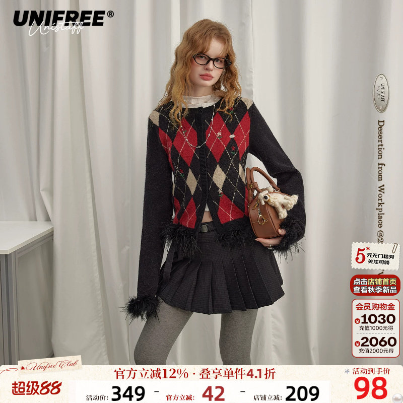 UNIFREE黑色复古风毛针织衫图片