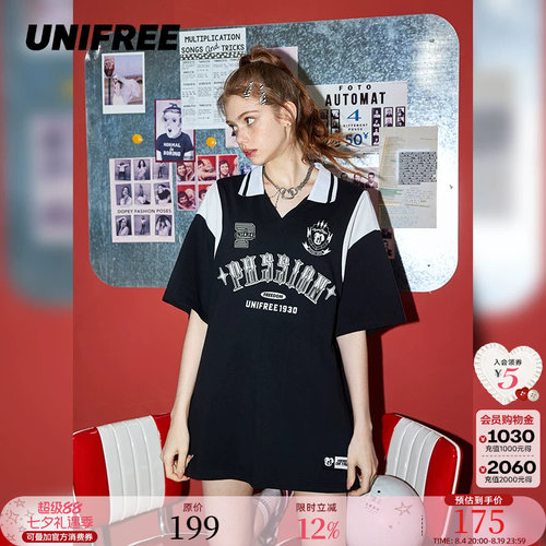 UNIFREE美式polo领学院风短袖T恤