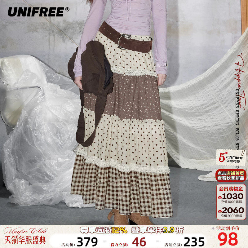 UNIFREE小碎花森系半身裙图片