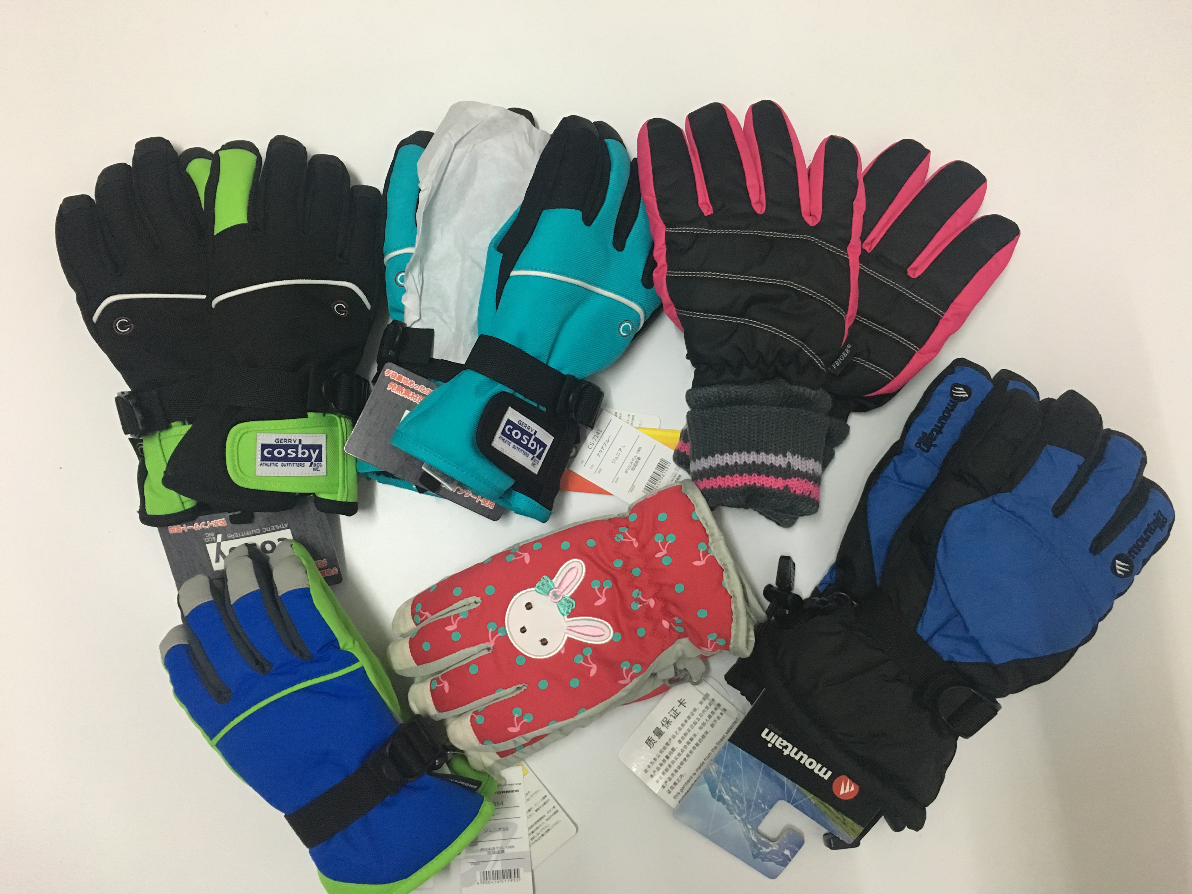 外贸原单男童女童儿童滑雪玩雪手套加绒防滑防水保暖分指手套冬季