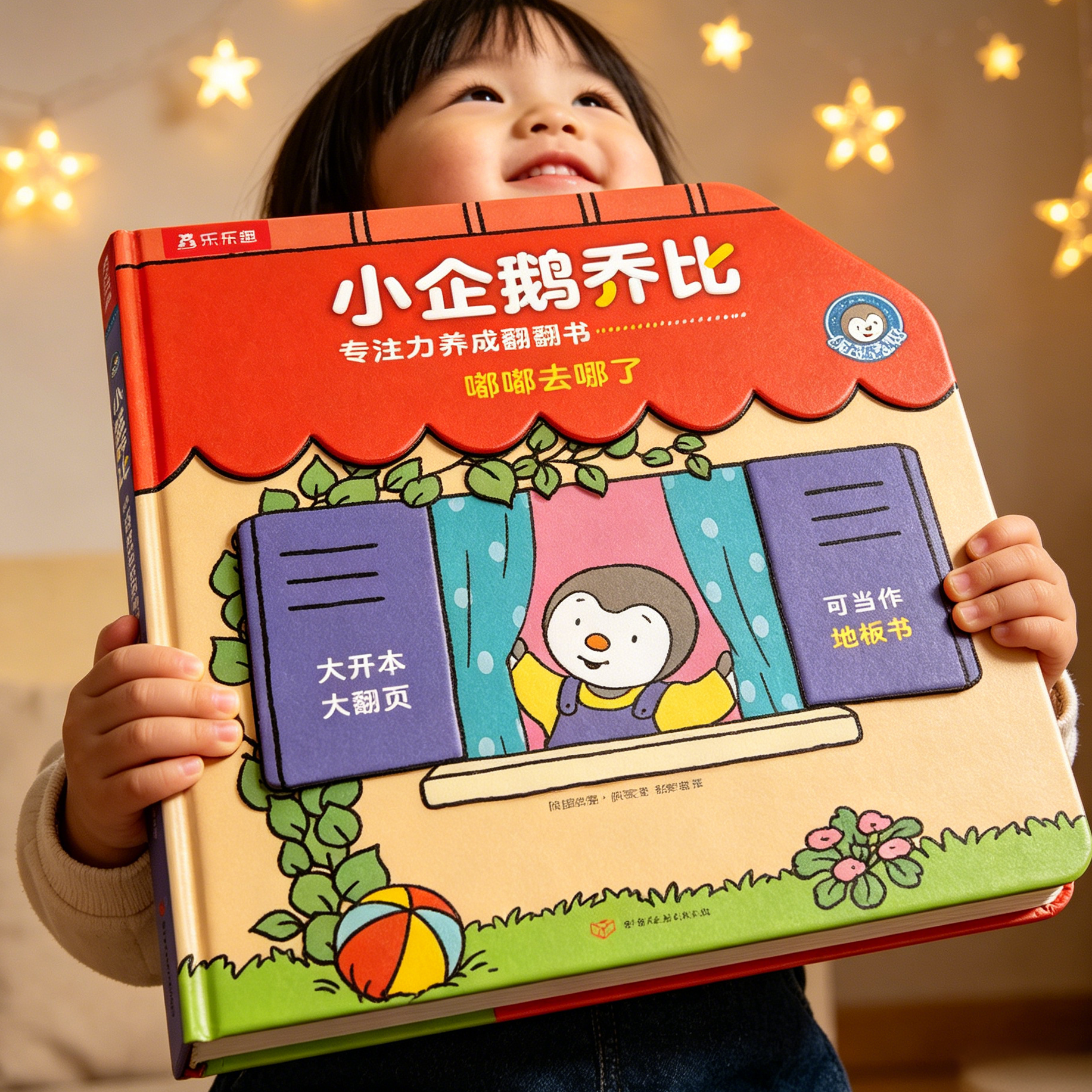 【大开本】绘本0到3岁小企鹅乔比捉迷藏翻翻书婴儿宝宝早教周岁阅读低幼儿童启蒙认知1-2岁蒙氏触摸早教地板书小月龄故事洞洞书籍