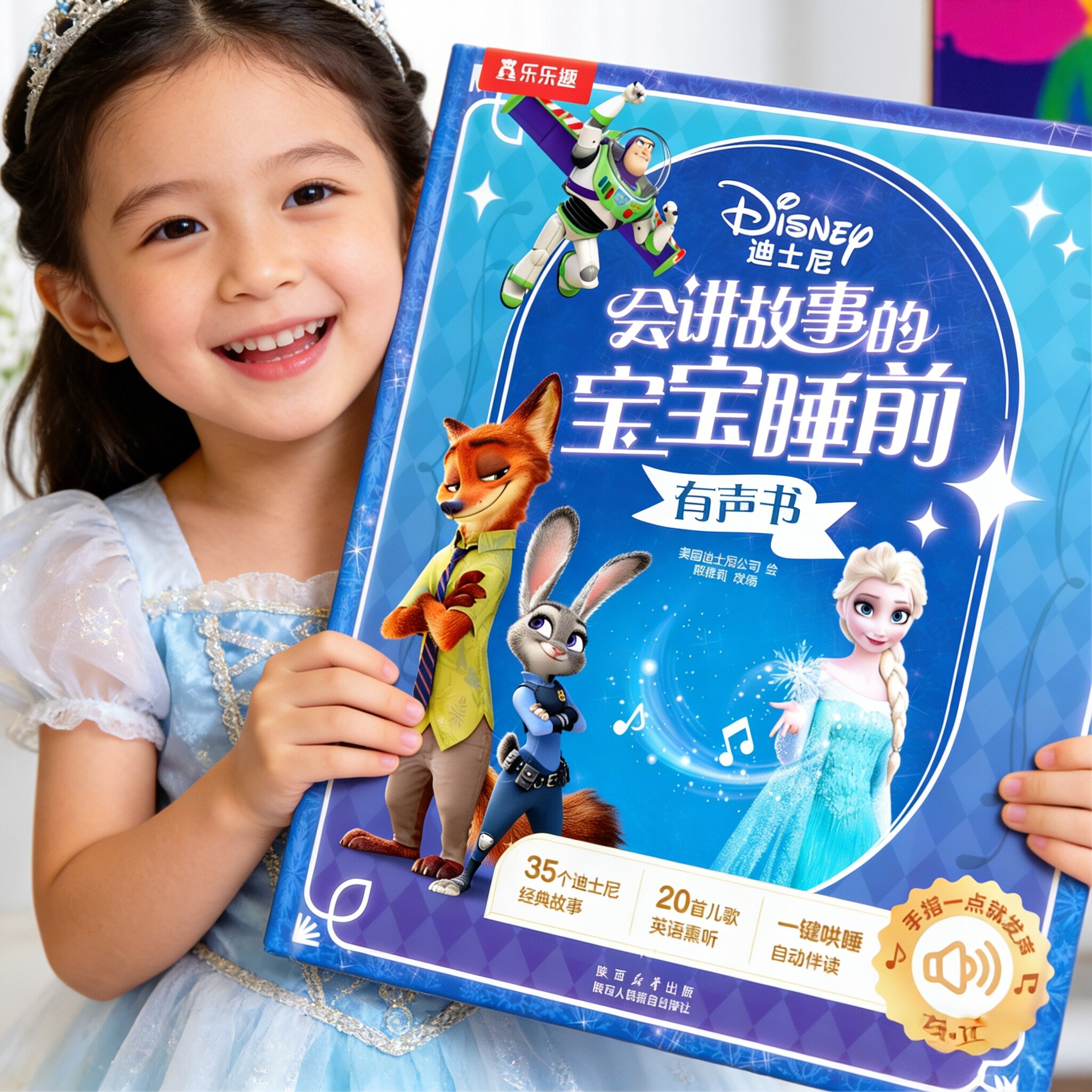 早教点读发声书宝宝0到3-8岁会说话的早教有声书迪士尼冰雪奇缘爱艾莎公主睡前故事绘本幼儿启蒙4567岁英文儿歌婴幼儿童礼物书籍