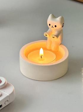 跨境猫咪烤火烛台可爱烛台蜡烛设计装饰摆件家居庭院树脂工艺摆件