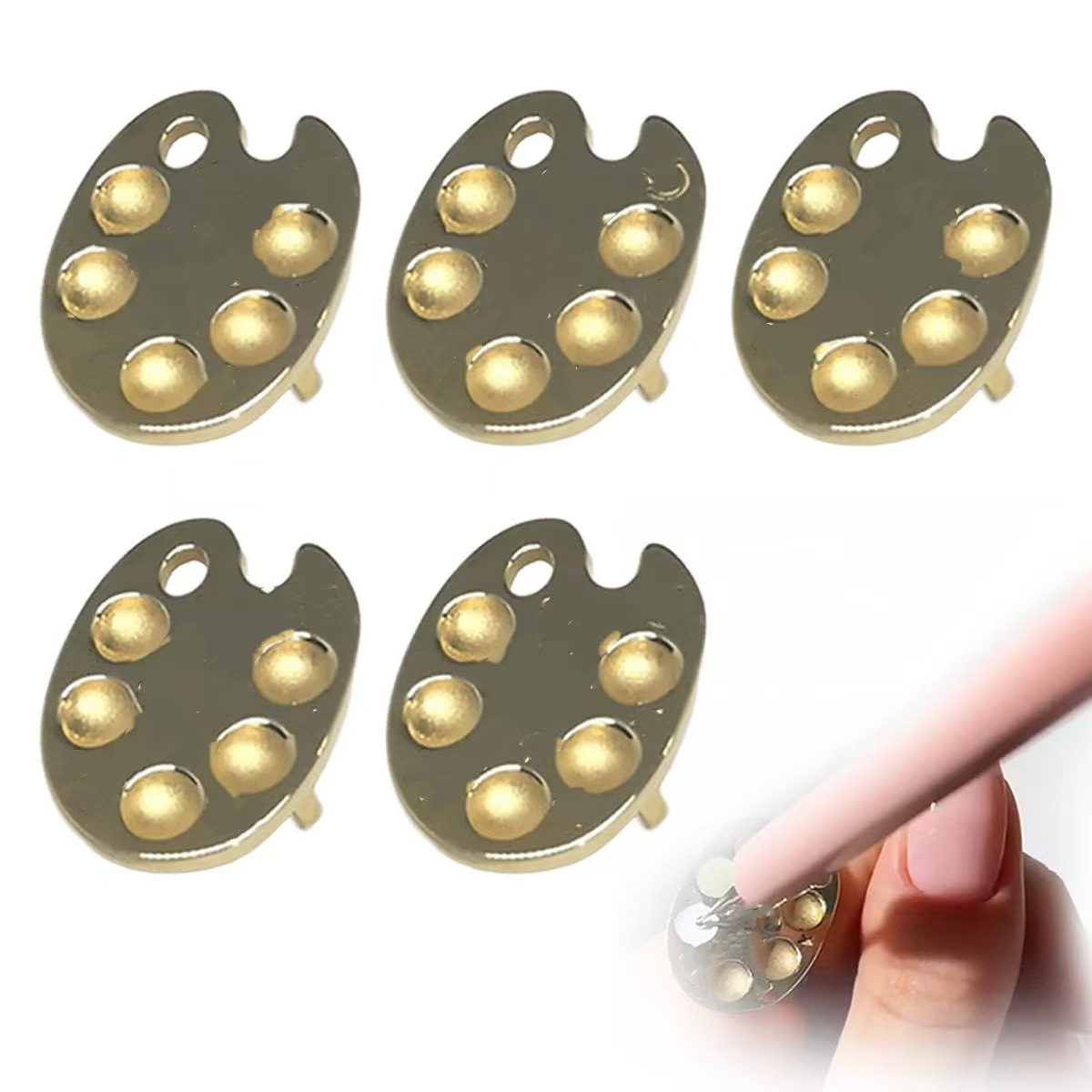 跨境新款Fingertip manicure palette ring 5件指尖美甲调色板环