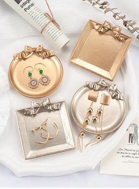 复古树脂蝴蝶结托盘拍照道具摆件饰品戒指项链耳环钉收纳盘ins