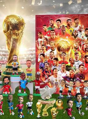 跨境足球盲盒世界杯pvc球星摆件足球球星盲盒降临足球世界手办