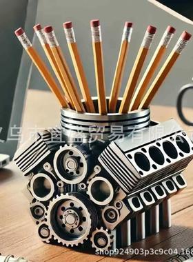 跨境发动机Pen Holder with V8 EngineV8树脂工艺品摆件发动机V8