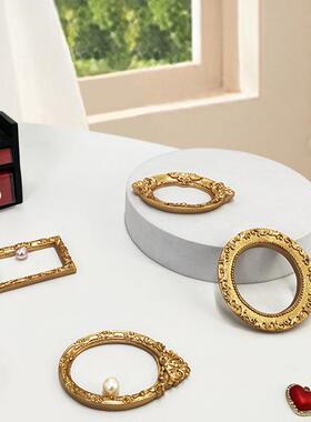 跨境4个套装迷你金色相框复古欧式相框壳配件美甲拍摄道具