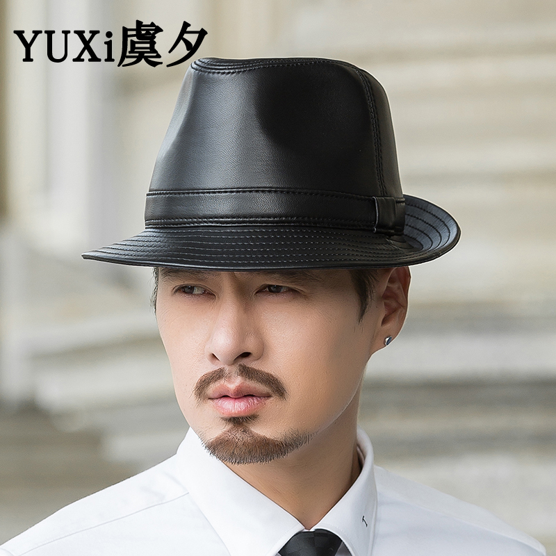 休闲礼帽爵士帽男牛皮英伦秋冬