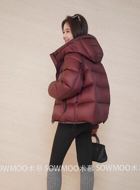 抗寒保暖羽绒服女冬季2025新款连帽显瘦加厚宽松短款外套25D8027