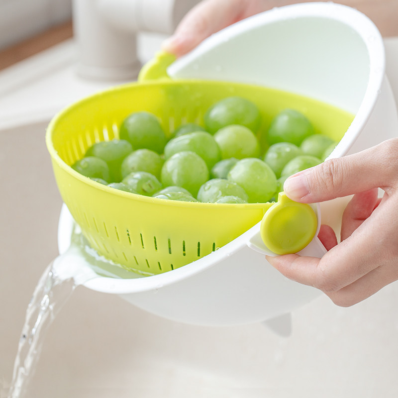 日本进口KOKUBO双层洗菜盆沥水篮旋转家用厨房塑料洗菜篮放水果盘,餐饮具,果盆/果盘/果篮,淘宝优惠券,粉丝福利购,淘宝优惠卷