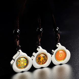 新非遗钛钢菩提叶可开合嘎乌盒楞严咒吊坠项链挂件定图雕刻文字