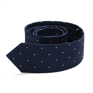 戎致RONGZHI 桑蚕丝真丝领带男商务休闲正装深蓝色小方点职业工作