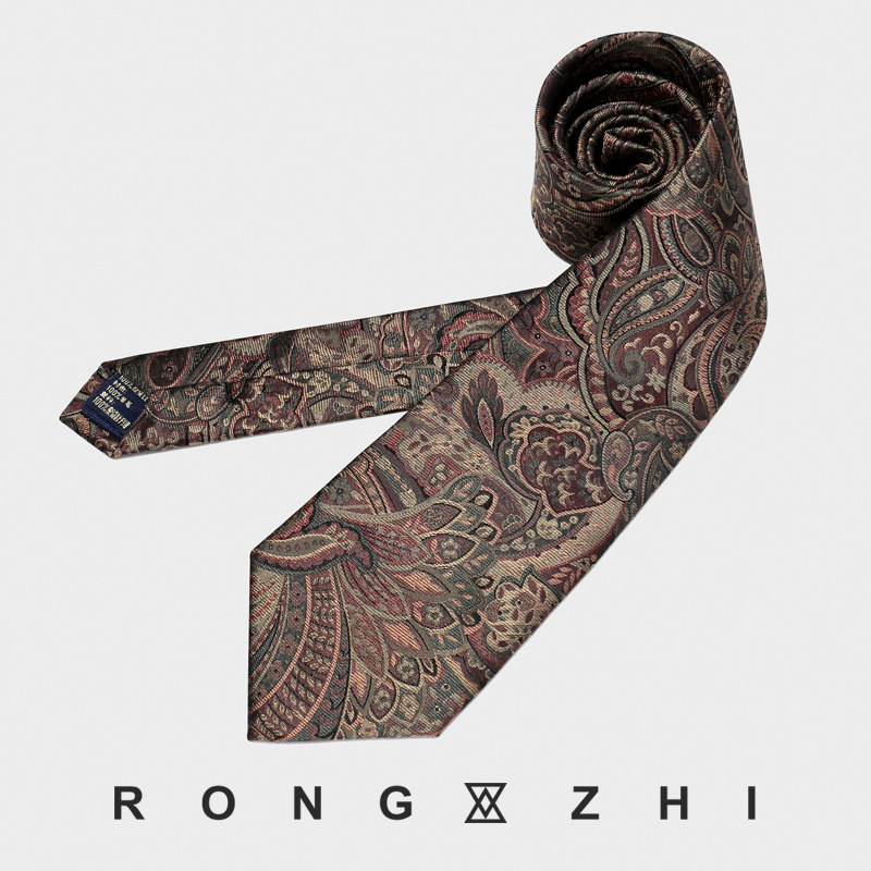 RONGZHI复古花纹真丝西装领带男士高档设计感小众配饰正装商务,服饰配件/皮带/帽子/围巾,领带,淘宝优惠券,粉丝福利购,淘宝优惠卷