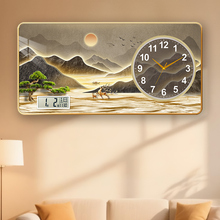 带镜面客厅装饰画钟表卧室静音高档背景墙壁画挂钟家用时钟万年历