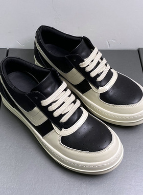 2024春季新款低帮鞋男ro鞋子dunk大勾子真皮厚底增高休闲板鞋女潮