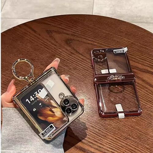 复宇 适用OPPOFindN3Flip手机壳折叠屏新款oppo find n3 flip女高级简约透明电镀铰链指环壳膜全包防摔保护套