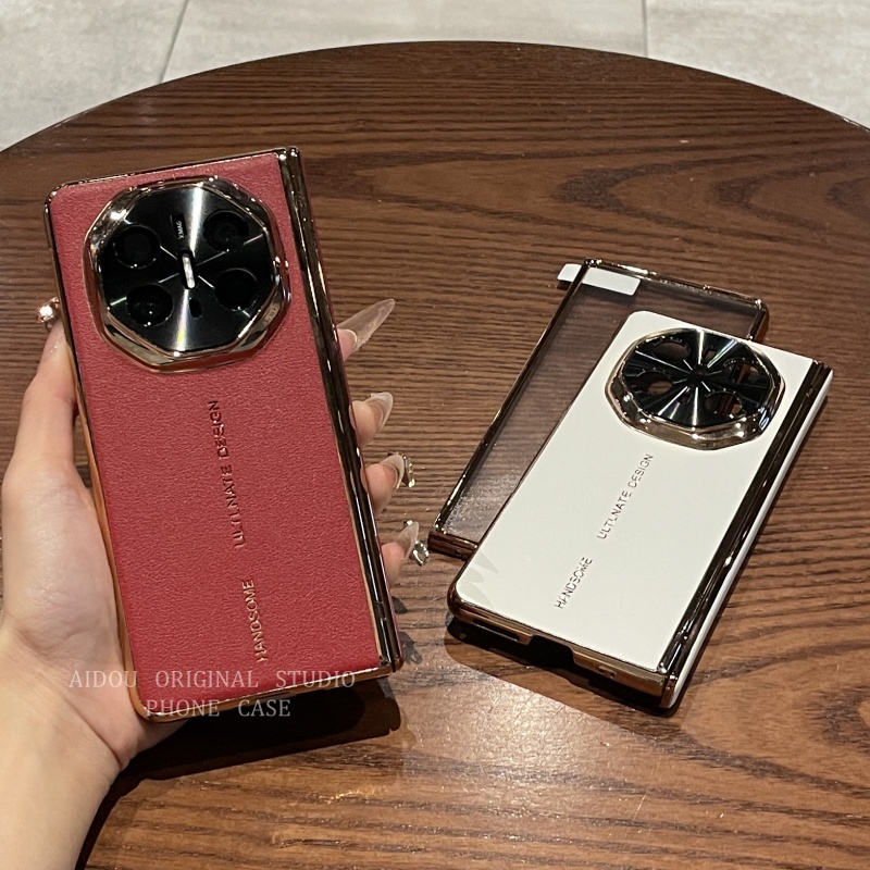 高端适用于华为matex5手机壳折叠屏x3的新款Mate X6典藏版超薄秒变XT电镀素皮中轴壳膜全包防摔保护套男女款