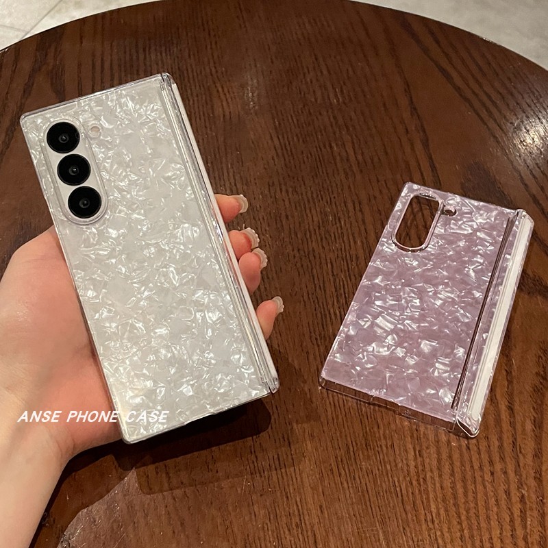 适用三星zfold7手机壳新款W25网红贝壳纹中轴保护外壳zfold6/5/4超薄w2423心系天下超薄全包防摔保护套Galaxy