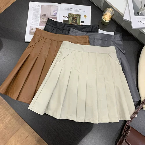 Зимняя мини-юбка, юбка в складку, 2023, высокая талия