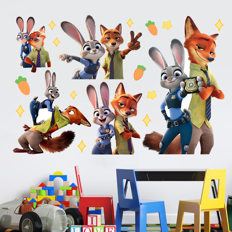 疯狂动物城2电影贴画儿童房宿舍防水自粘装饰动画片墙壁贴纸朱迪
