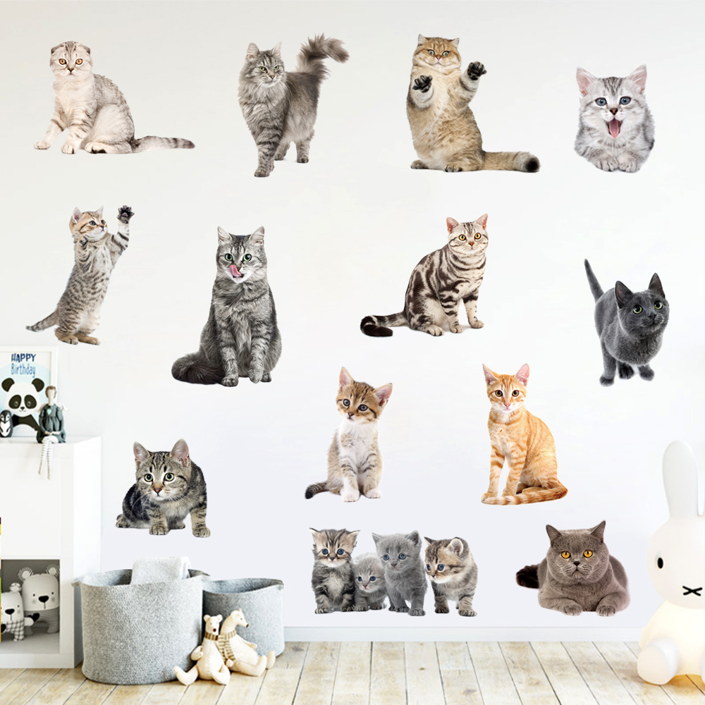 3d立体小猫卡通墙贴画墙画创意贴纸墙面壁纸装饰翻新门贴纸自粘图片