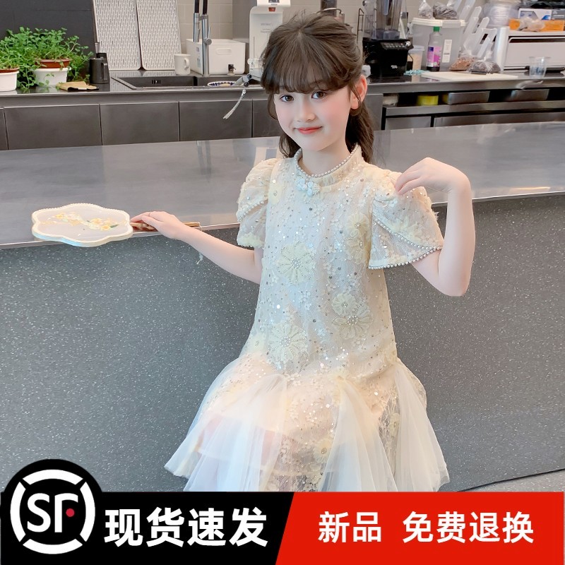 官方女童汉服2025新款夏装儿童裙子网红洋气超好看古风中式旗袍连