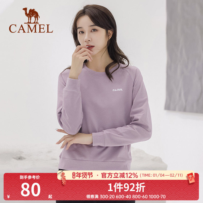 骆驼套头圆领卫衣女新款薄款情侣宽松休闲女装薄款运动服长袖上衣