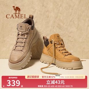 高帮工装 骆驼户外鞋 增高加绒厚底棉鞋 真皮马丁靴男士 靴 2025春夏季