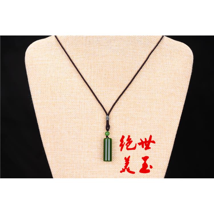 2026老坑菠菜绿和田碧玉原石吊坠玉坠女款碧玉圆柱挂件项链玉佩平
