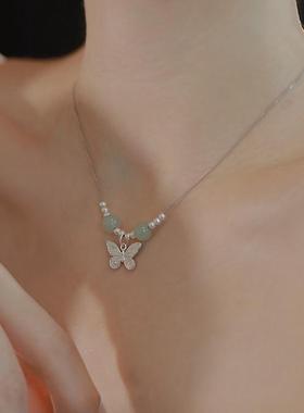 2026新中式国风仿和田玉蝴蝶项链轻奢小众高级感锁骨链女新款爆款