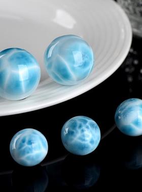 2026久雅水晶 天然海纹石单珠散珠 龟背纹圆珠 diy手链配件 厂家