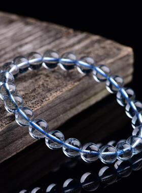 2026巧唯禧 天然冰种托帕石圆珠手链 蓝托帕手串 冰川蓝托帕石