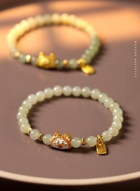 2026本命年福龙蒸饺龙年手链女款和田玉景泰蓝沙金轻奢小众手串手