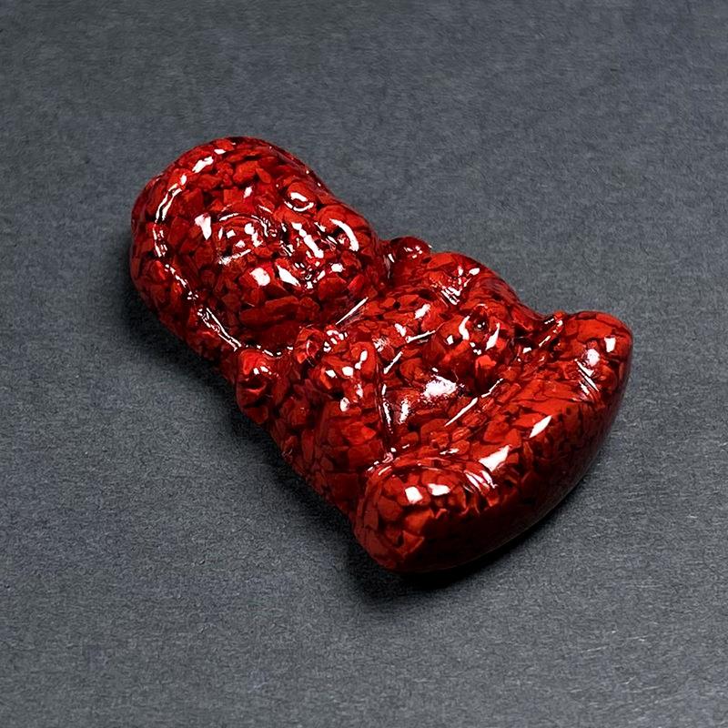 2026天然原矿朱砂晶体砂宝宝佛观音吊坠子透光烫金晶体砂项链礼物