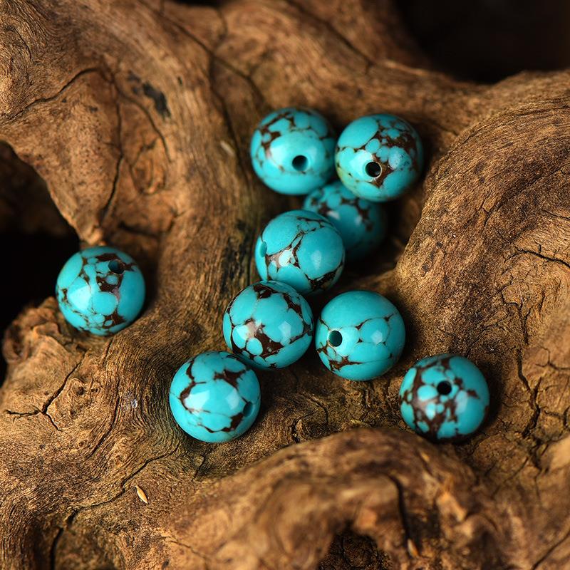 2026高瓷铁线绿松石菱镁矿圆珠散珠子diy文玩配件饰品腰珠顶珠