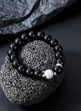 2026黑曜石手链男跨境热卖手饰个性潮流简约手串女高级感百搭饰品