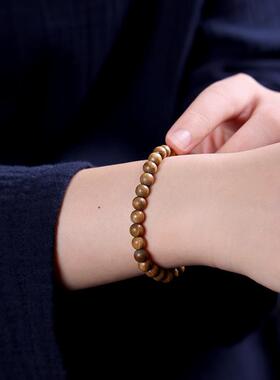 2026简约檀木手链 纤细款绿檀木手串女 复古串珠男女情侣单圈手串