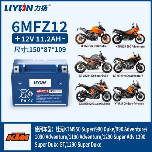 力扬电池KTM杜克1190ADV  野兽1290GT 大野驴1290ADV摩托车电瓶