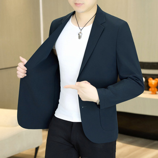 休闲纯色防晒西装 男外套 冰丝免烫抗皱西服春夏薄款 高品质男士
